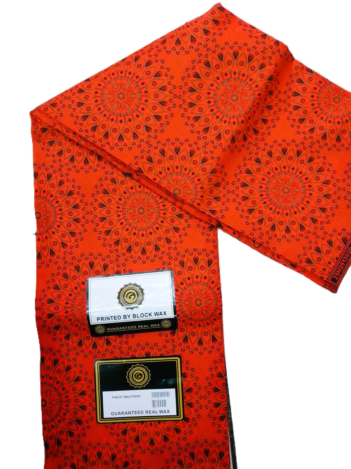 Burnt Orange Mandala Floral African Wax Print Fabric