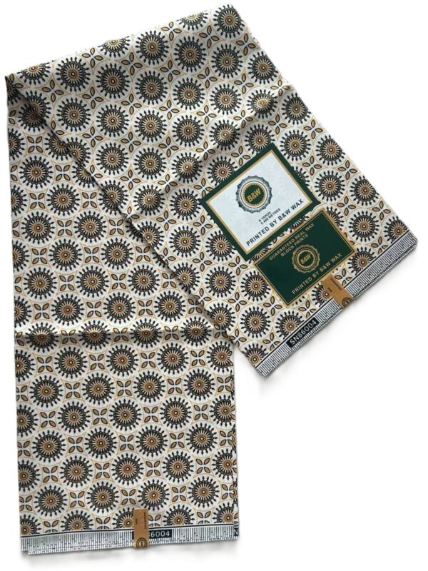 Cream & Gold Sunburst Medallion African Wax Print Fabric Cream & Gold Sunburst Medallion African Wax Print Fabric