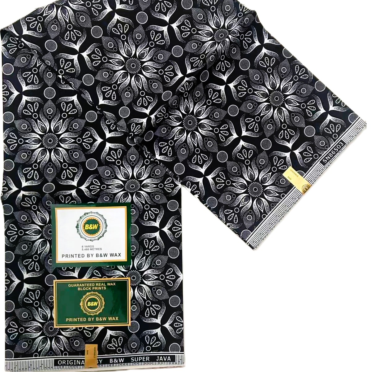 Midnight Floral Mandala African Wax Fabric