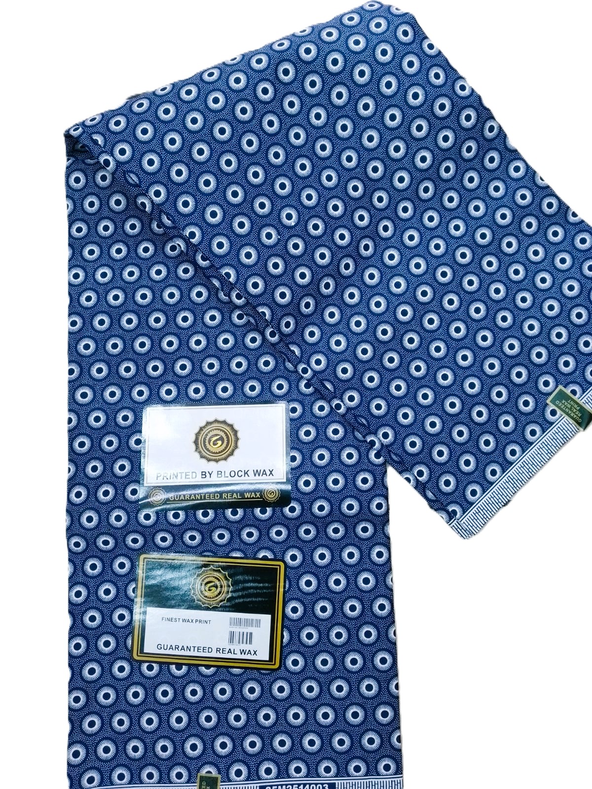 Navy Blue Micro Circle Geometric African Wax Print Fabric Navy Blue Micro Circle Geometric African Wax Print Fabric