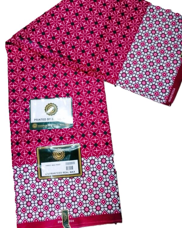 Raspberry Pink Tribal Dot Geometric African Wax Print Fabric