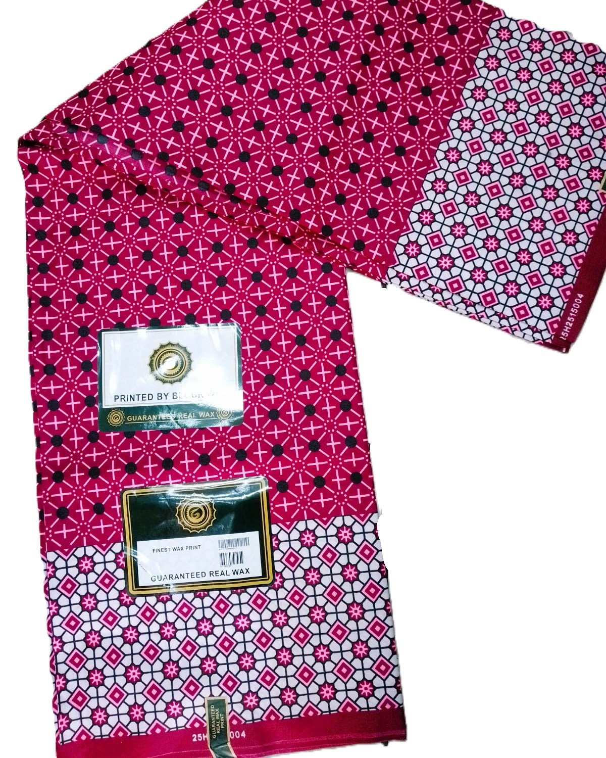 Raspberry Pink Tribal Dot Geometric African Wax Print Fabric