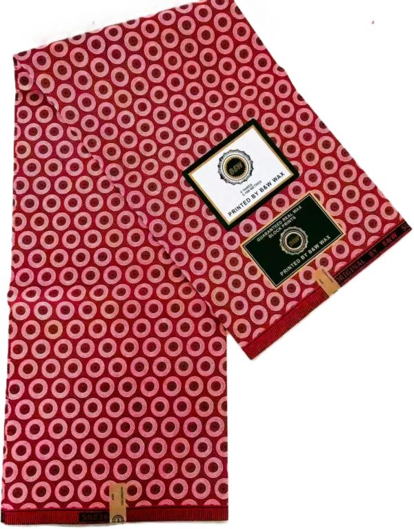 Red Concentric Circle Dot African Wax Print Fabric Red Concentric Circle Dot African Wax Print Fabric