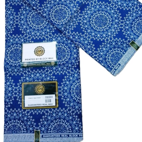 Royal Blue Mandala Medallion African Wax Print Fabric