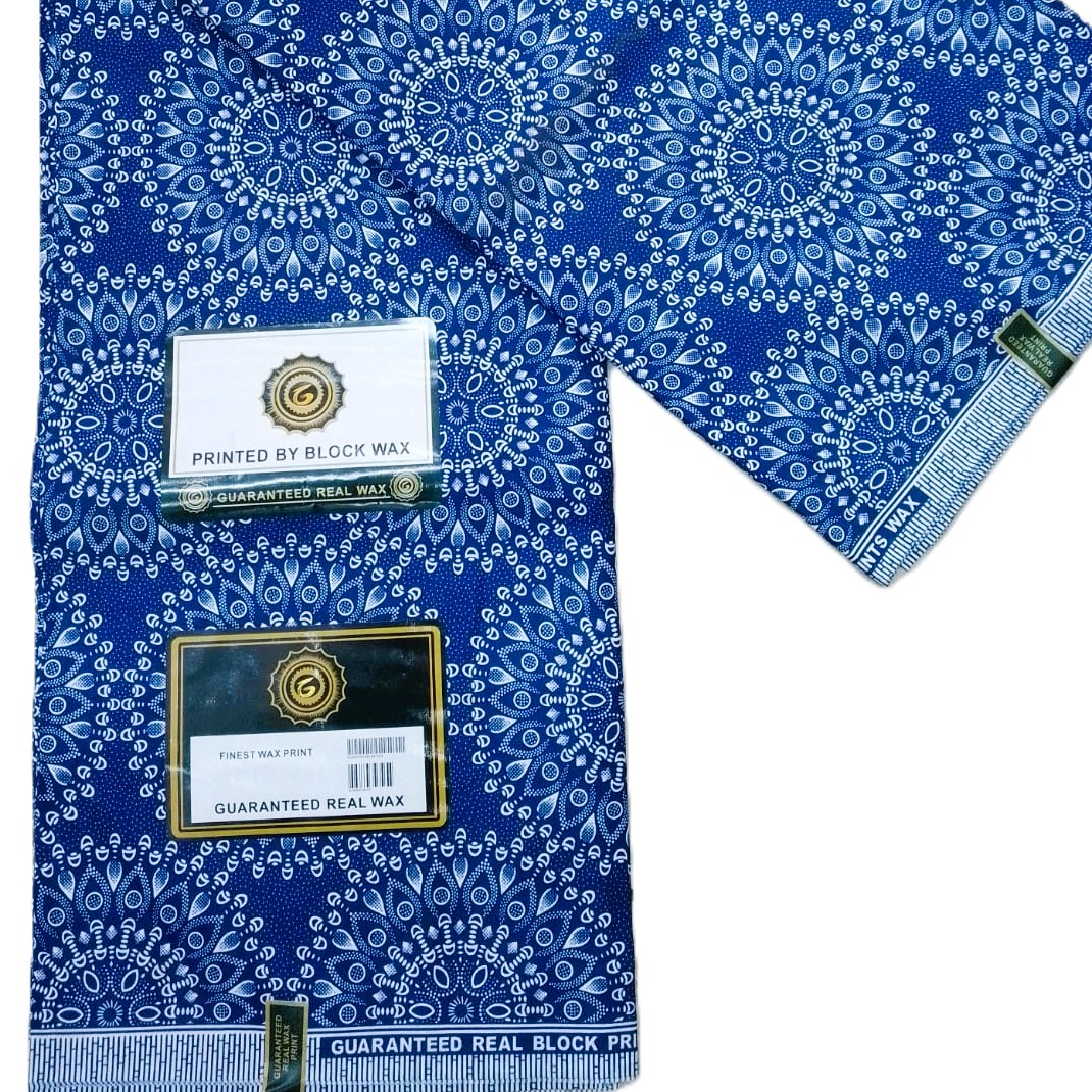 Royal Blue Mandala Medallion African Wax Print Fabric Royal Blue Mandala Medallion African Wax Print Fabric