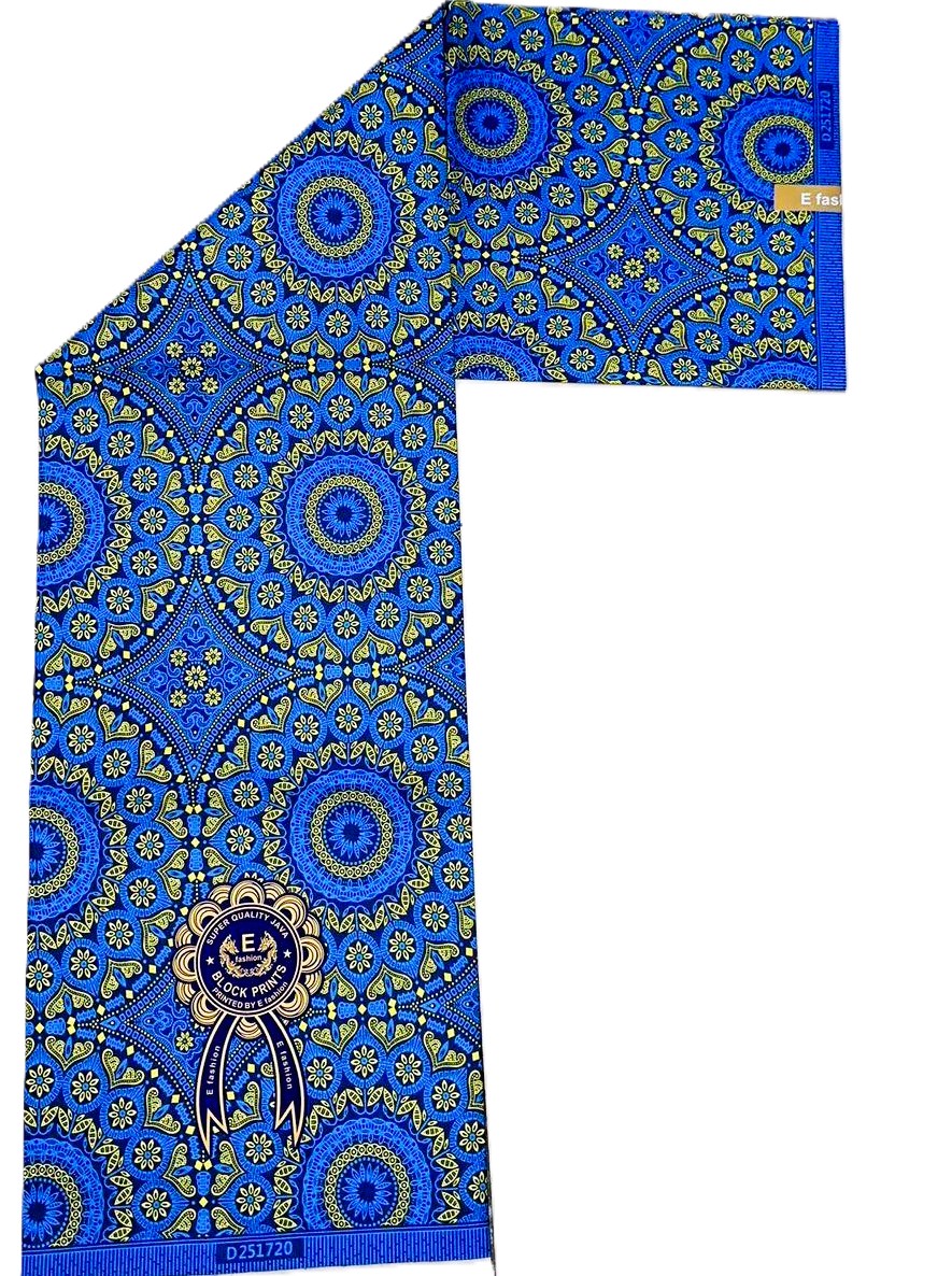 Royal Blue Ornamental Medallion Wax Fabric Royal Blue Ornamental Medallion Wax Fabric