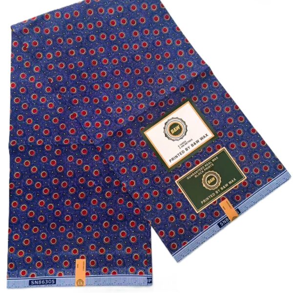 Royal Blue & Red Dot Pattern African Wax Print Fabric Royal Blue & Red Dot Pattern African Wax Print Fabric