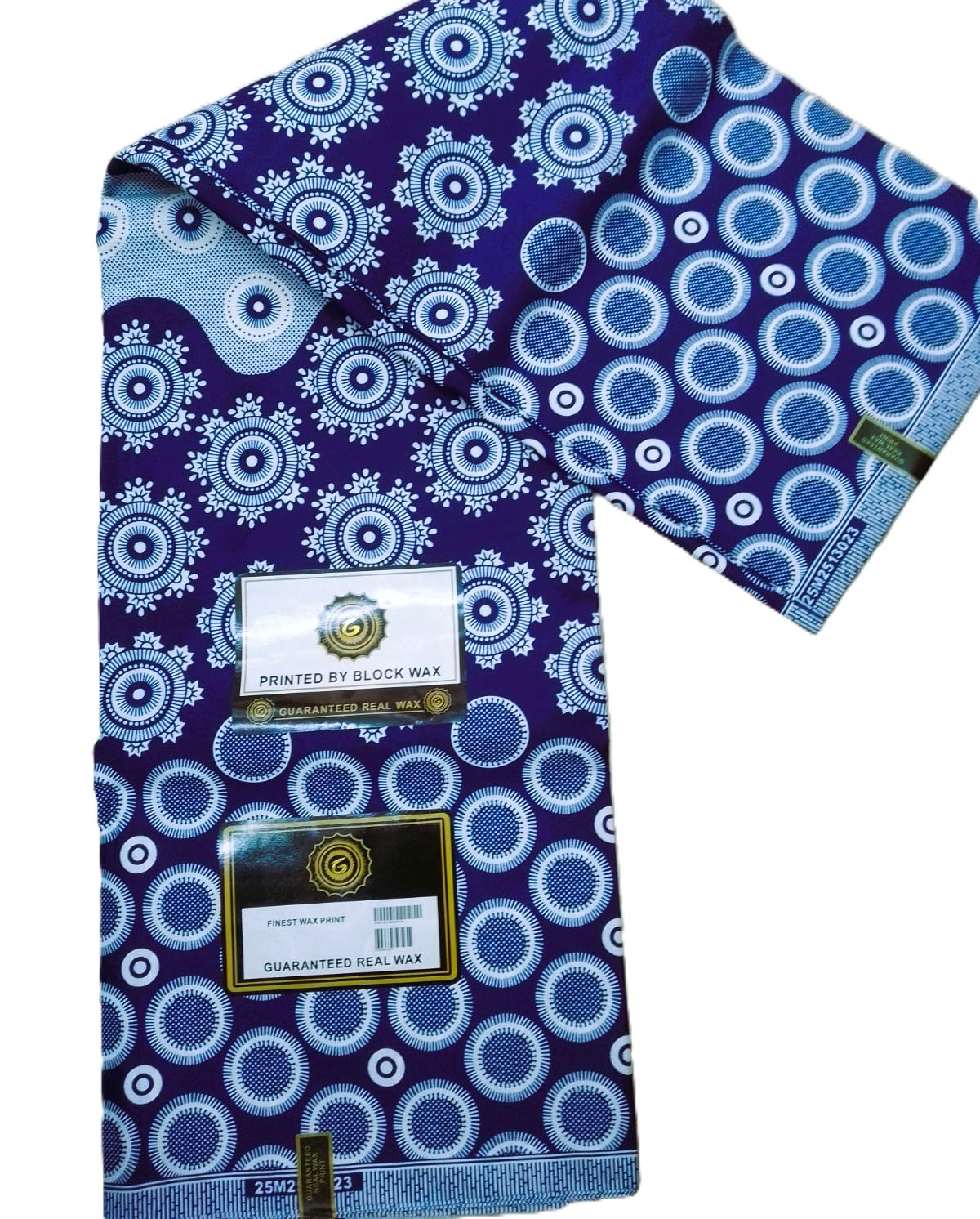 Royal Blue White Circular Medallion African Wax Print Fabric Royal Blue White Circular Medallion African Wax Print Fabric