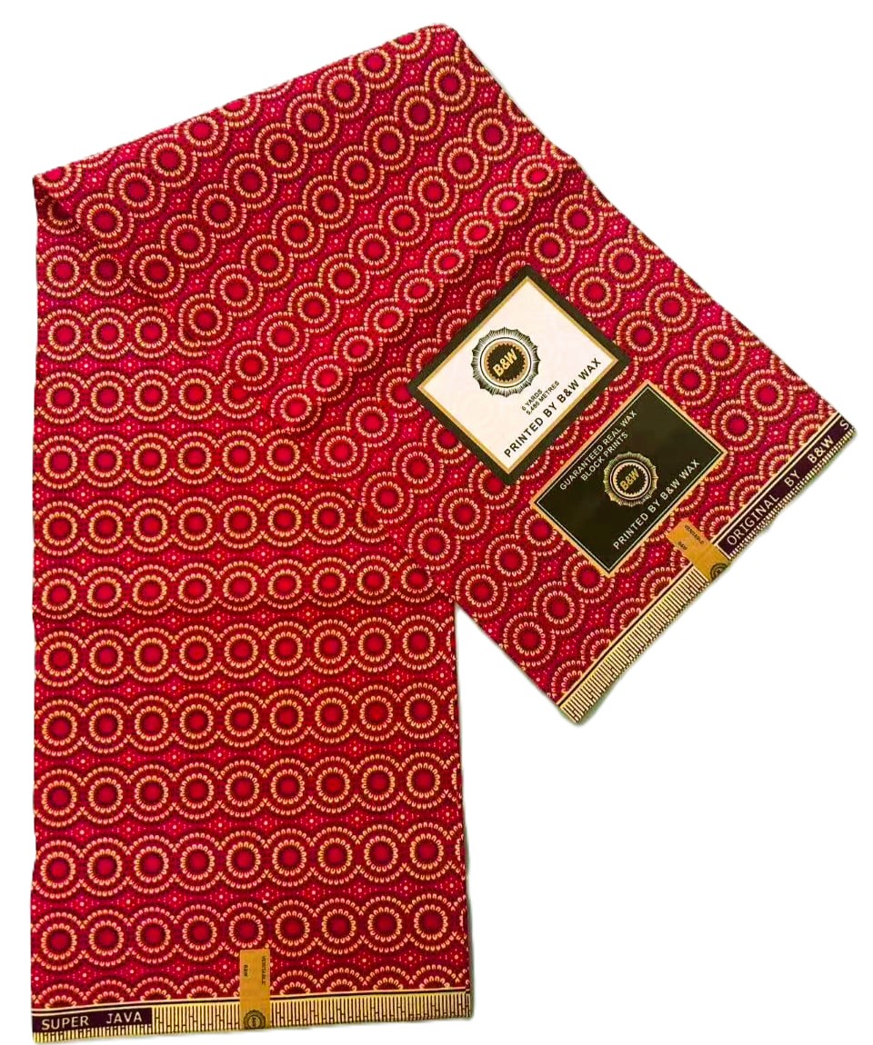 Ruby Sunburst Circle African Wax Print