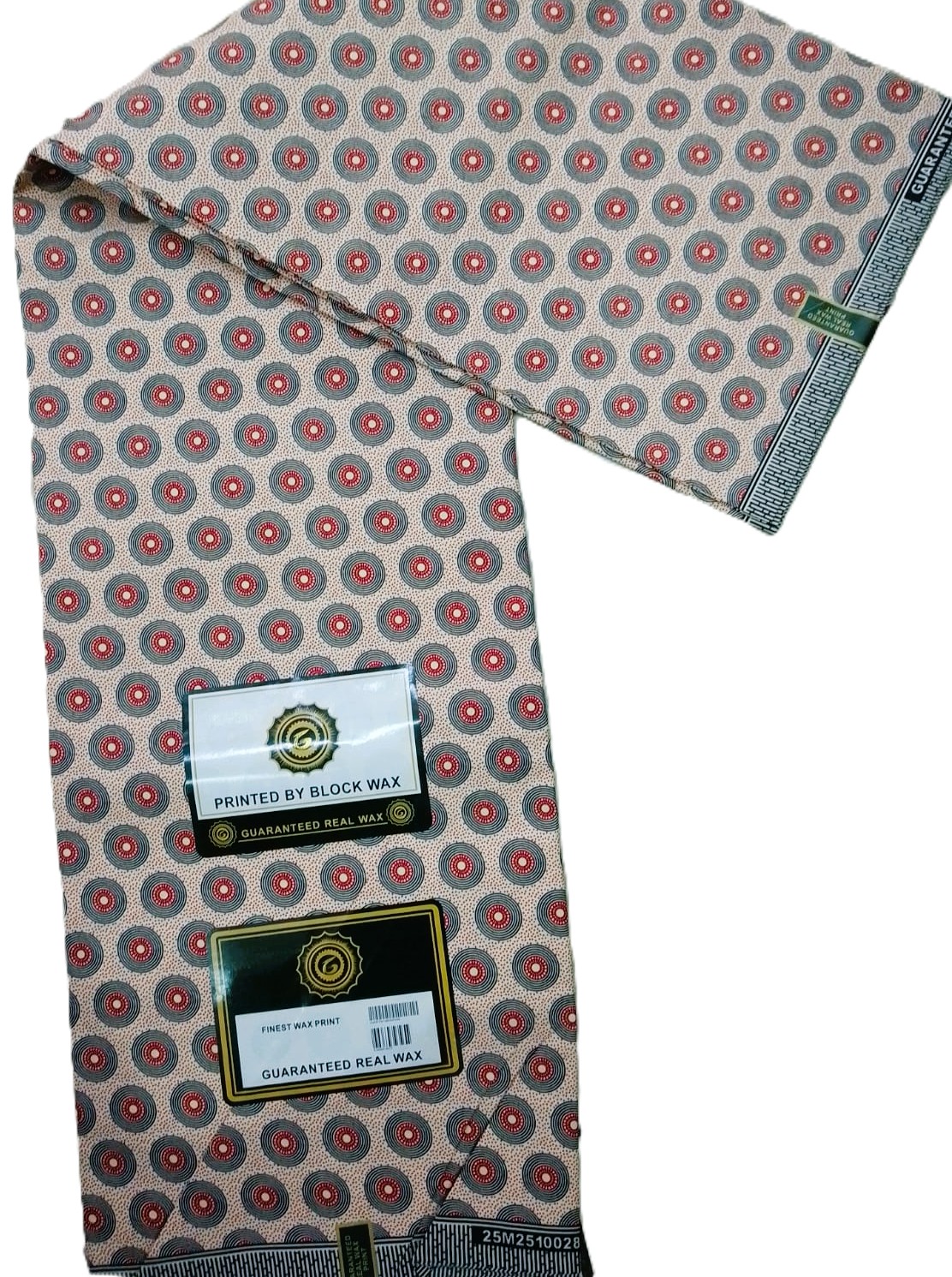 Sand Beige Concentric Circle Dot African Wax Print Fabric