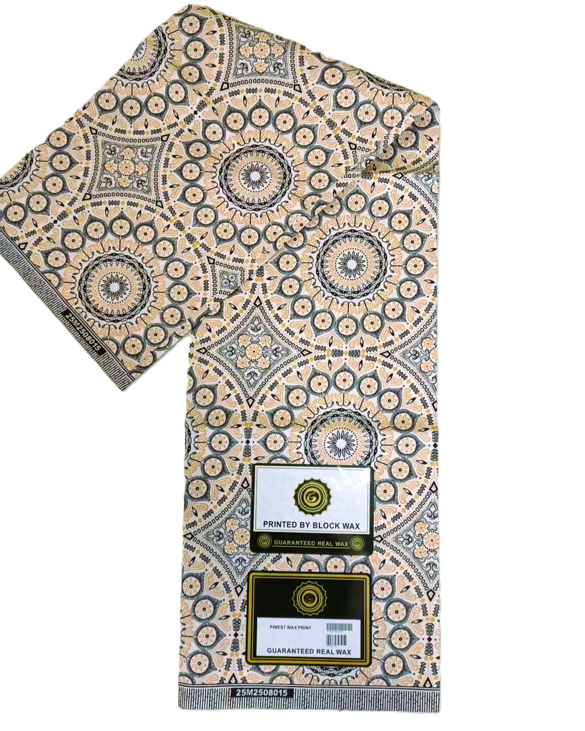 Cream Geometric Medallion African Wax Print