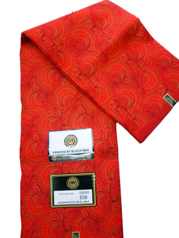 Crimson Red Paisley Floral African Wax Print Fabric