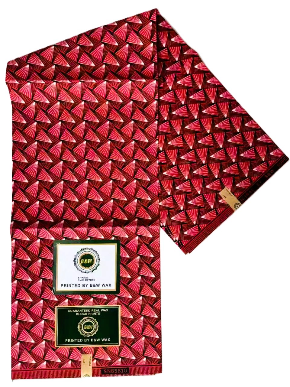 Crimson Triangle Fan Geometric Wax Print Fabric