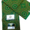 Emerald Green Gold Mandala Medallion African Wax Print Fabric