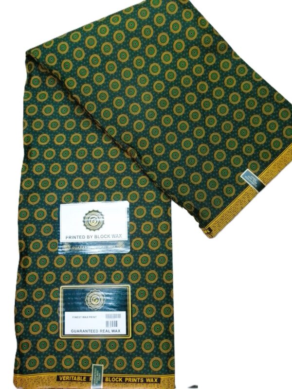 Forest Green Concentric Circle Dot African Wax Print Fabric Forest Green Concentric Circle Dot African Wax Print Fabric