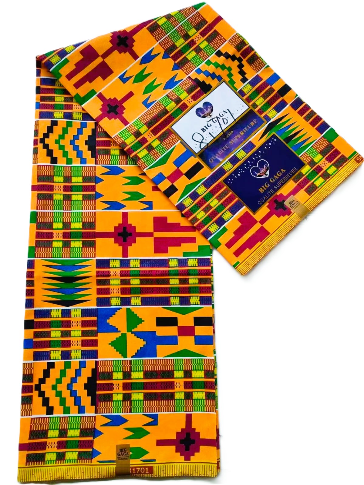 Kente Inspired Multicolor Geometric African Wax Print Fabric