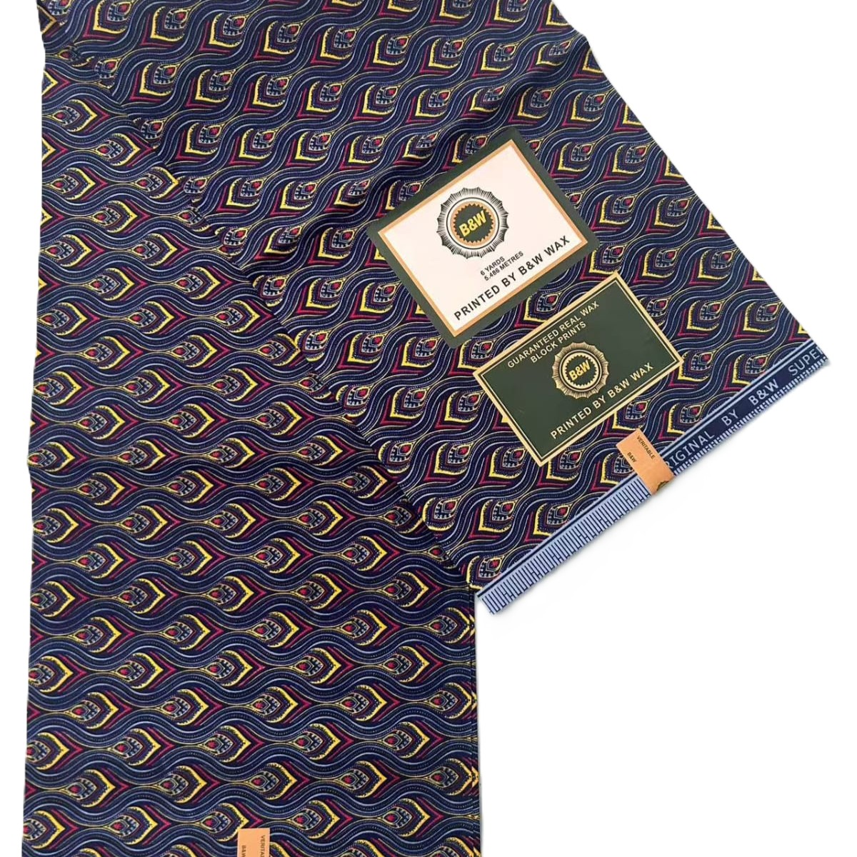 Multicolor Wave Diamond Geometric African Wax Print Fabric