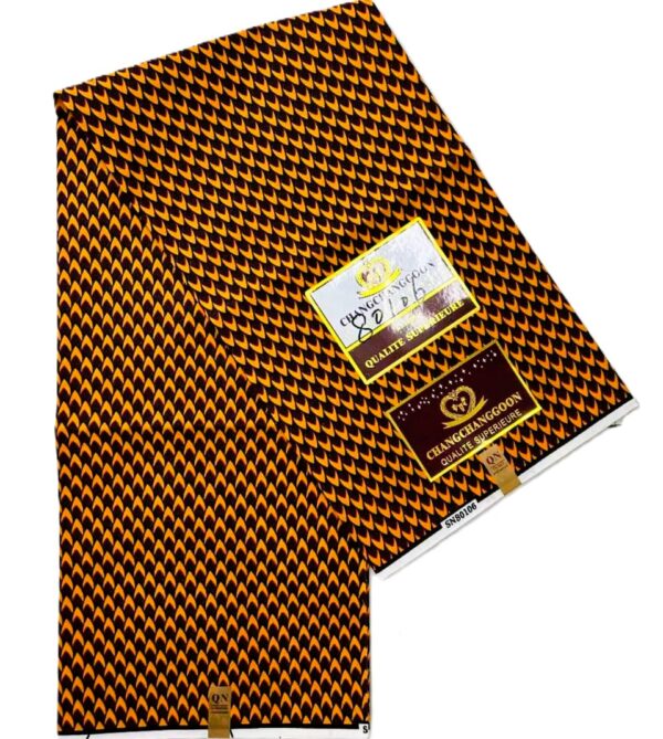 Orange & Black Chevron Arrow Wax Print Fabric