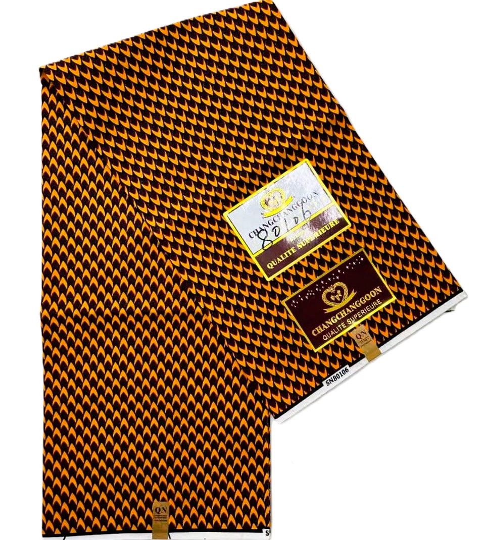 Orange & Black Chevron Arrow Wax Print Fabric Orange & Black Chevron Arrow Wax Print Fabric