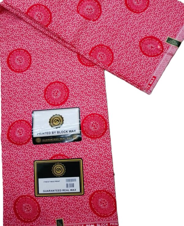 Red Floral Medallion Pattern African Wax Print Fabric Red Floral Medallion Pattern African Wax Print Fabric