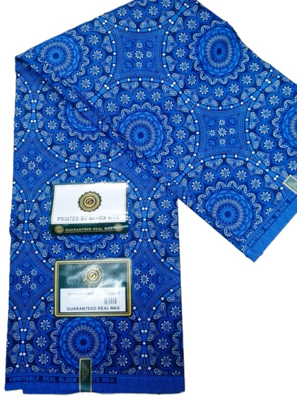 Royal Blue Floral Mandala Geometric African Wax Print Fabric Royal Blue Floral Mandala Geometric African Wax Print Fabric