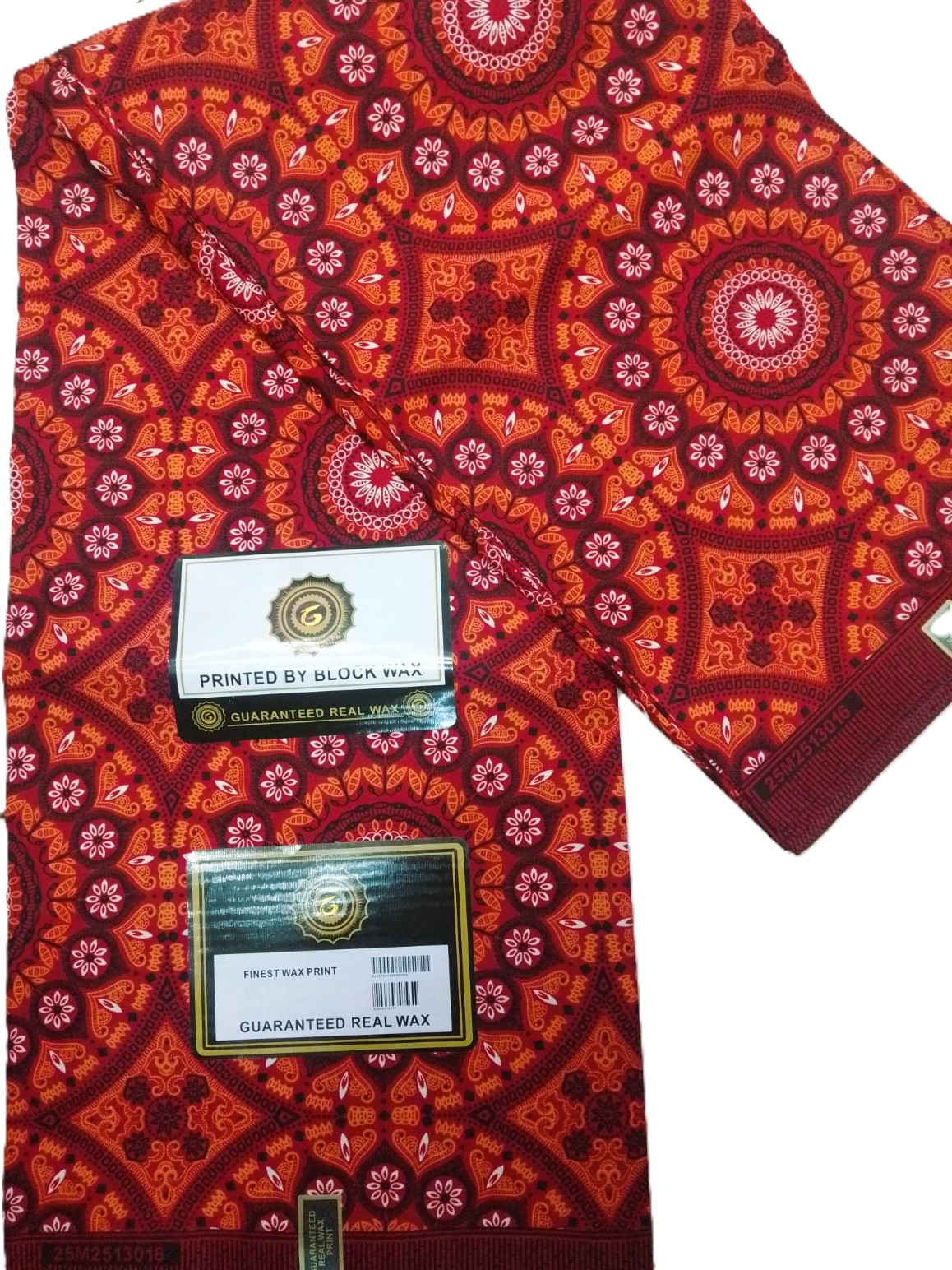 Ruby Red Mandala Medallion Floral African Wax Print Fabric