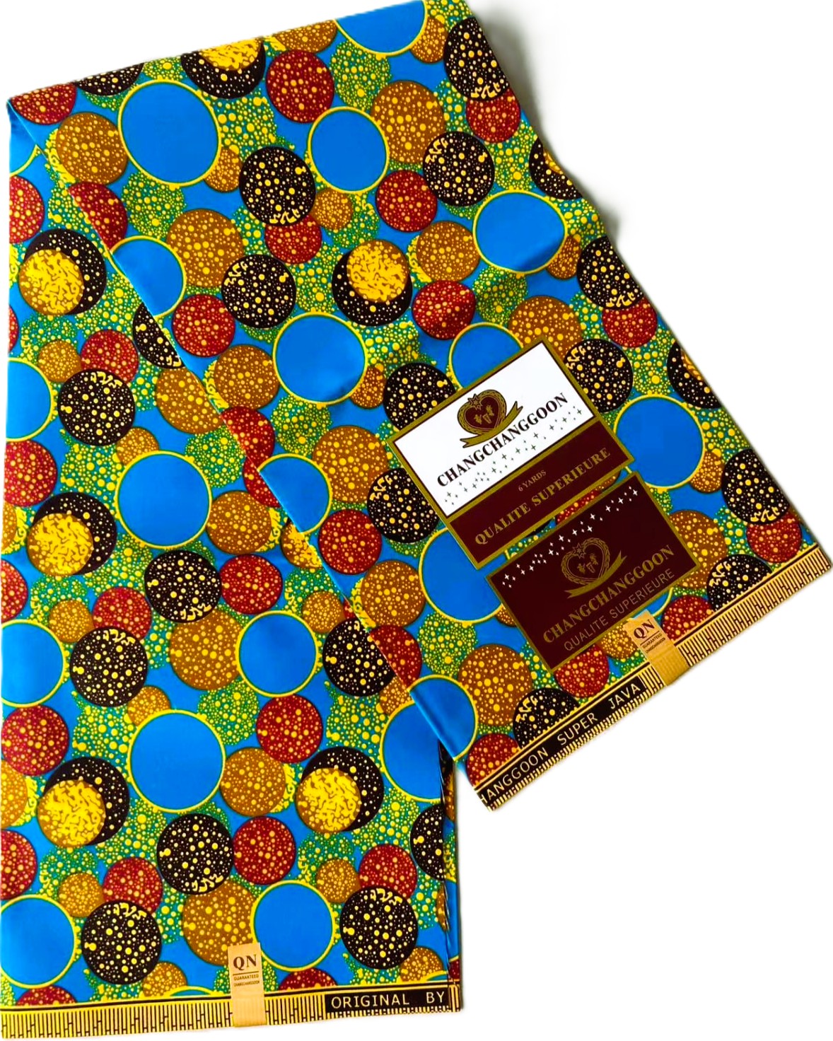 Blue Multicolor Circle Dot African Wax Print