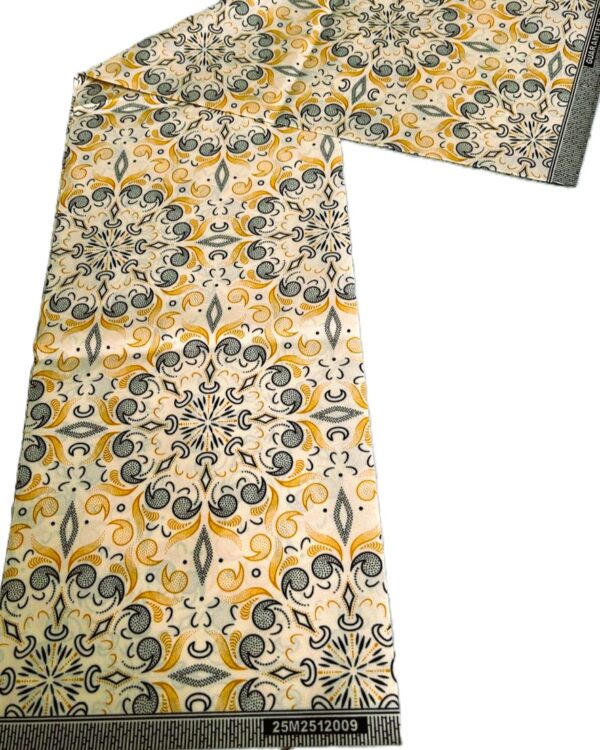 cream-gold-black-ornamental-mandala-african-wax-print Cream Gold Black Ornamental Mandala African Wax Print