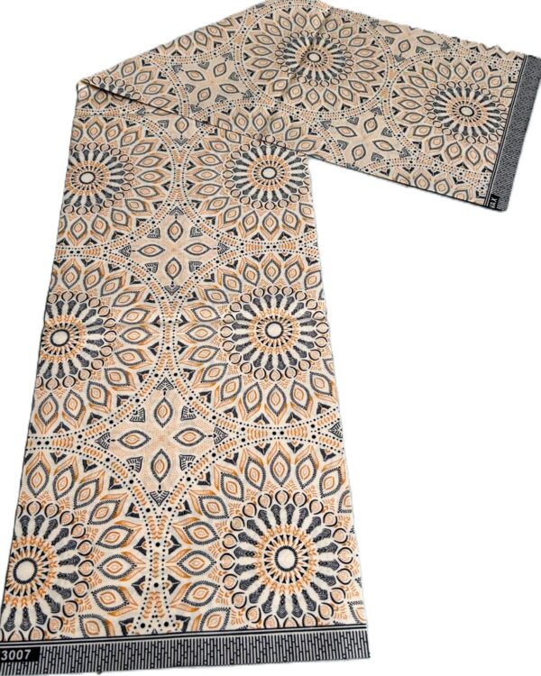 cream-gold-mandala-medallion-african-wax-print-fabric Cream Gold Mandala Medallion African Wax Print Fabric