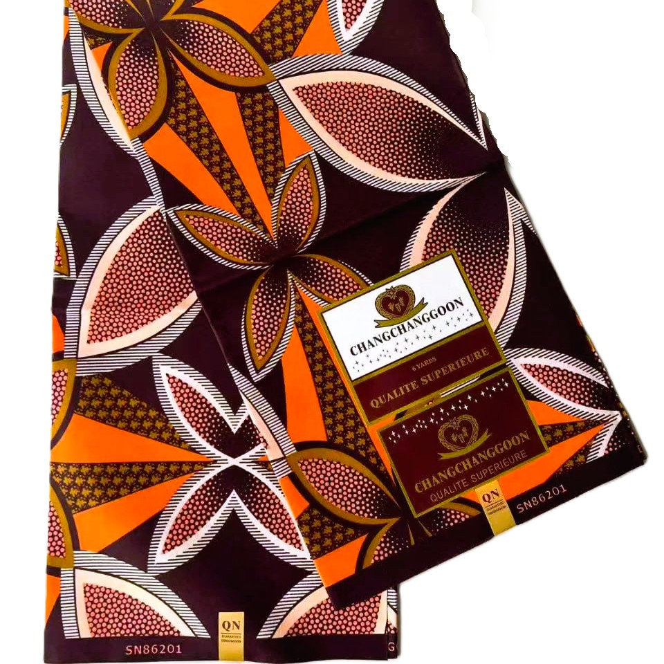 orange-burgundy-geometric-leaf-african-wax-print-fabric Orange Burgundy Geometric Leaf African Wax Print Fabric